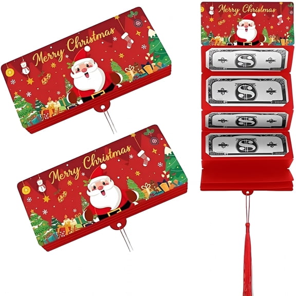 CCOCC 2026 New 2026 Christmas Cash Gift Envelope 10-Slot Money Holder for Cash&Gift Cards,Festive Diy Holiday Envelope with Numbered Pockets,Santa&Deer Design Xmas Money Gift Holder