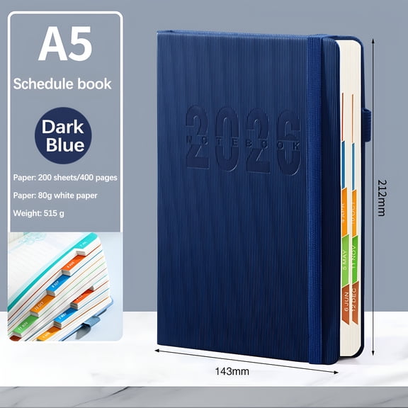 CCOCC 2026 New 2026 Weekly Planner Notebook,Daily Planner Hardcover Calendar with Tabs and Pen Strap,200 Pages Journaling Notebooks Daily Time Management Plan for Office Work(Blue)