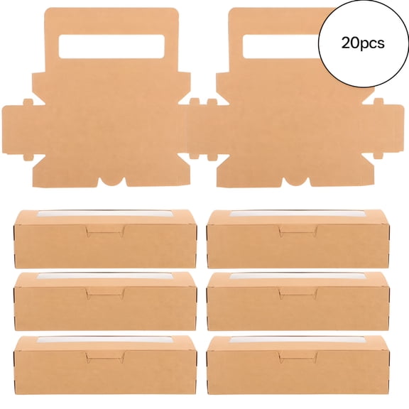 CCOCC 2026 New 20Pcs Professional Baking Packaging Boxes Cookies Boxes with Clear Window Kraft Paper Box for Cookie Packaging, Baked Goods Storage, Gift Wrapping, Bakery Use, Food Presentation