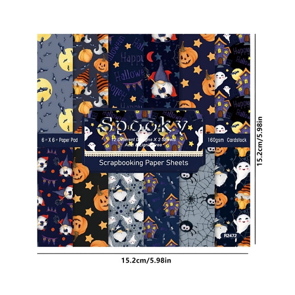 CCOCC 2026 New 24 Sheets Halloween Paper Ghost Bat Spider Web Halloween Pattern Paper,Pumpkin Orange Fall Wrapping Paper Art Tissue Craft Bulk for Birthday Party Gift Bag Diy Confetti(12 Styles)