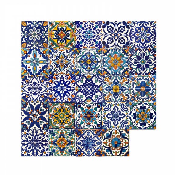CCOCC 2026 New 24Pcs 6X6 in Decorative Tile Stickers,Peel and Stick Self Adhesive Removable Moroccan Tiles Backsplash Waterproof for Kitchen Bathroom Furniture Staircase Home Decor
