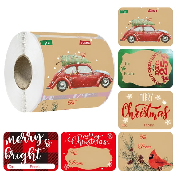 CCOCC 2026 New 250Pcs Christmas Gift Tags Santa Claus Self-Adhesive Christmas Stickers Labels for Presents Christmas Name Tags Stickers for Gifts Decorative 6 Design