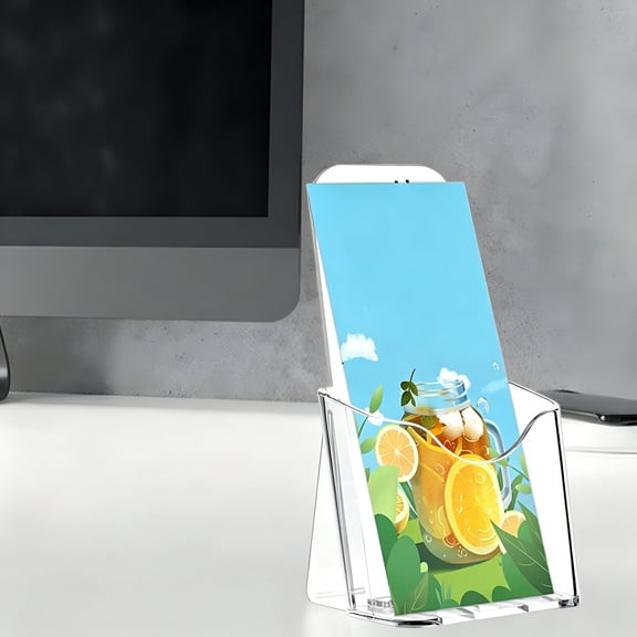 CCOCC 2026 New 2Pcs Acrylic A6 Brochure Holder Brochure Display Stand Flyer Holder Pamphlet Holder Clear Literature Magazine Booklet Menu Desktop Wall Mount Organizer