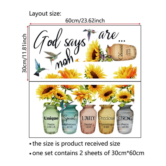 CCOCC 2026 New 2Pcs Wall Paper,Inspiring Sunflower and Motivational Quotes Design Wall Stickers Decor,Positive and Uplifting Messages Wall Stickers,30*60Cm,Style4