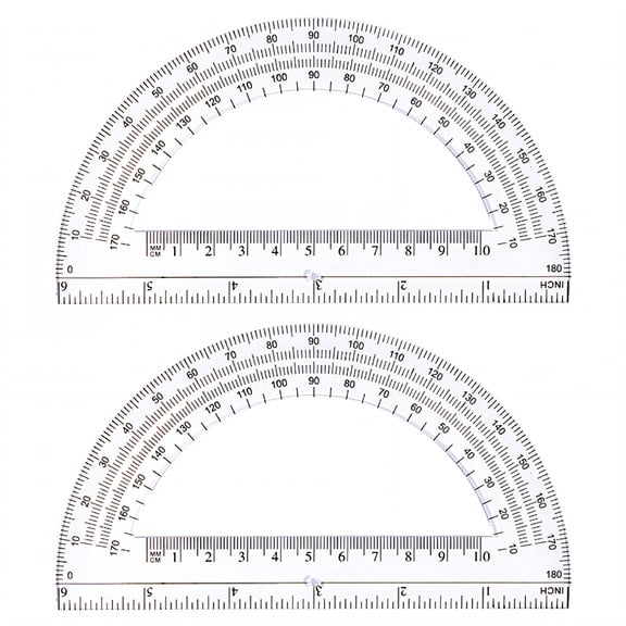 CCOCC 2026 New 2Pcs White Clear Protractor - Semicircular 180, for Student Studying