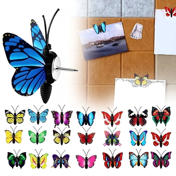 CCOCC 2026 New 30 Pcs Random Cute Thumb Tacks,Butterfly Push Pins,Colorful Decorative Clips for Photo Wall/Cork Board,Home and Cubicle Decor,Office Supplies Gift