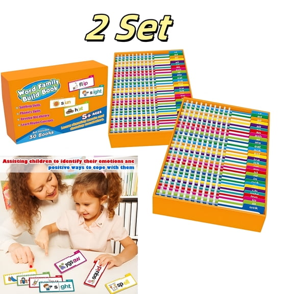 CCOCC 2026 New 30 Read and Rhyme Flip Books - Word Families Letter Flash Cards,Reading and Rhyming,Sight Word Abc Vocabulary Flash Cards for School,Home,Preschool,Kindergarten 10Inch (2Set)