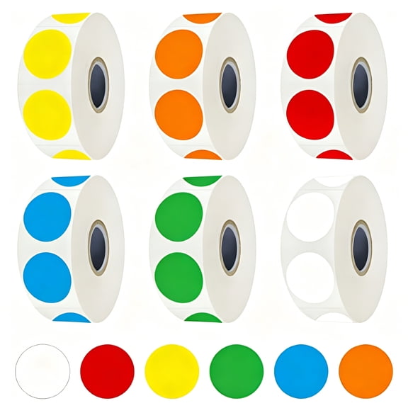 CCOCC 2026 New 3000 Pcs Round Color Coding Labels,Colorful Circle Dot Stickers for Organizing for Office,Warehouse,School,Home (3/4" in Diameter,500Pcs Per Roll)
