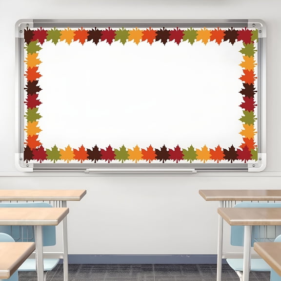CCOCC 2026 New 32.8Ft Fall Bulletin Board Borders Maple Shape Die Cut Bulletin Board Strips Colorful Autumn Rolled Bulletin Board Trim for Fall Classroom Decor for Classroom,School,Home
