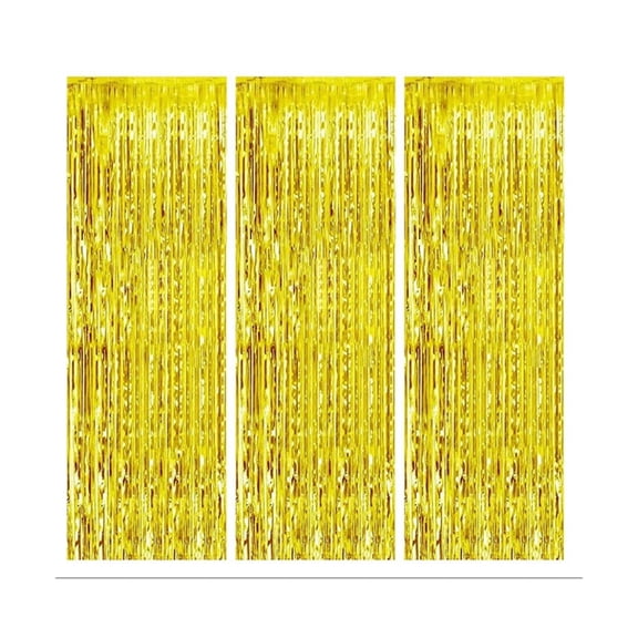 CCOCC 2026 New 3Pcs Gold Backdrop Easy Peel-And-Stick Plastic Tinsel Backdrop for Party Birthday Wedding Photo Booth Versatile Backdrop