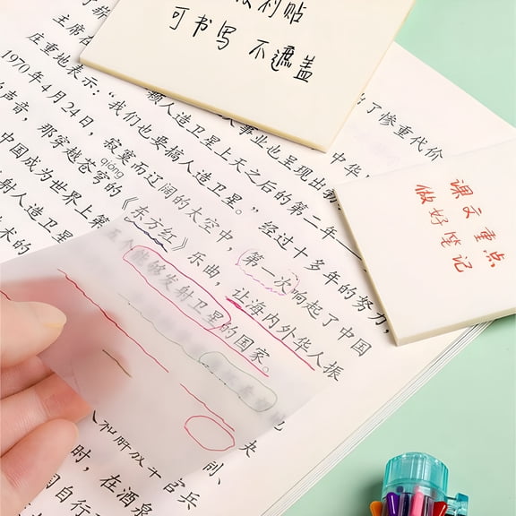 CCOCC 2026 New 3X3 Inch Transparent Self-Adhesive Notepads,Waterproof Sticky Notes for Books and Office,Reusable Transparent Study Notepads,2-Pack Clear