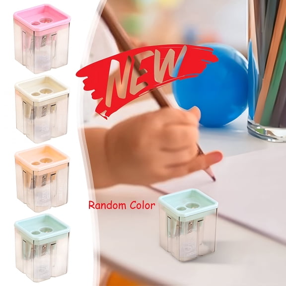 CCOCC 2026 New 4 Pcs Handheld Pencil Sharpeners with Lid, Multicolor Dual Hole Manual Little Sharpener for Crayons Graphite Pastel Colouring Lip Liners Eye Brow Pencils, Office Supplies, Random
