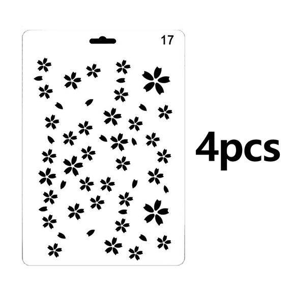 CCOCC 2026 New 4 Pcs Journal Stencils Easy Customization Stencils Multi-Purpose Stencil Template Great for School for Bullet Journal Art Scrapbook Card Making