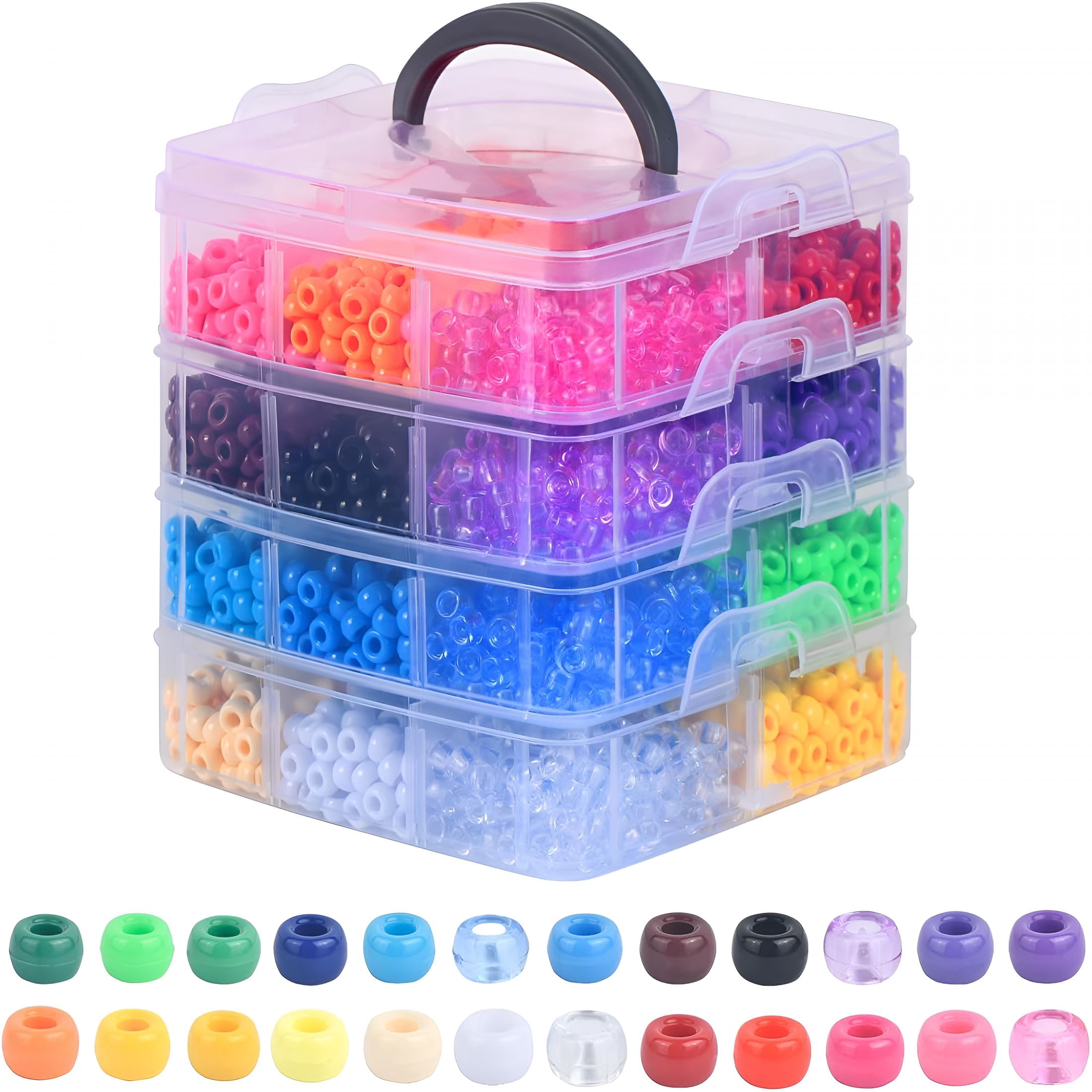 CCOCC 2026 New 4200Pcs Pony Beads,24 Colors Kandi Beads Bulk for Bracelets Making Hair Braiding Kandi Friendship Bracelet Craft Diy Jewelry Making Christmas Gifts(Boxed)