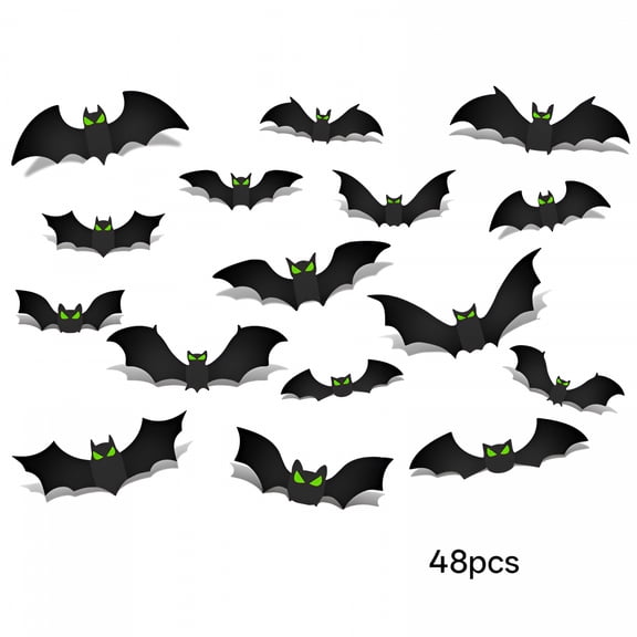 CCOCC 2026 New 48Pcs Halloween Garage Door Decorations Magnets Bats with Glow in the Dark Eyes Luminous Magnetic Black Bats Stickers Halloween Decorations for Garage Door Car Refrigerator