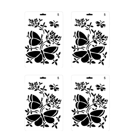 CCOCC 2026 New 4Pcs Stencils,Unique Floral and Bird Design Stencil,Flexible Reusable Stencils for Kids,Perfect for Diy and Card Making,Style6