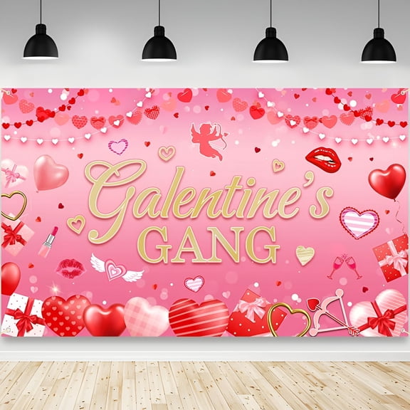CCOCC 2026 New 5.9X3.6Ft Galentines Day Backdrop Pink Happy Valentines Day Photography Background for Lady Girls Red Pink Heart Galentine'S Party Decorations Banner Photo Booth Props