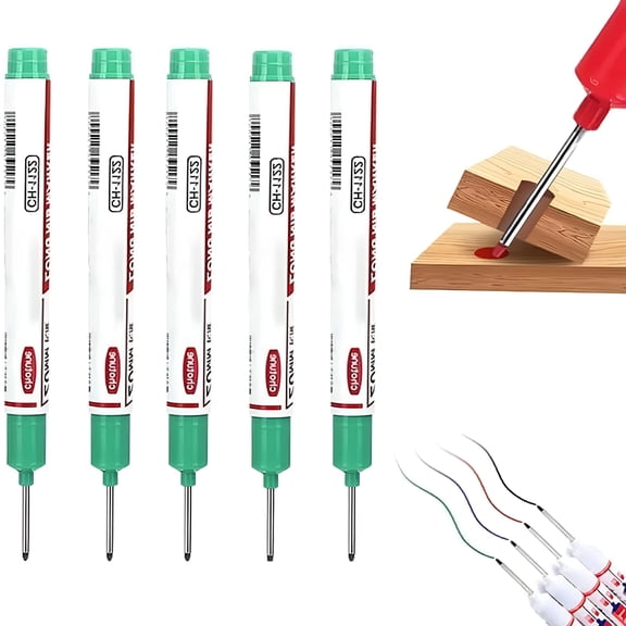 CCOCC 2026 New 5 Pack Long Head Deep Hole Marker Pens,20Mm Deep Reach Metal Marking Pen,Quick-Dry Waterproof Long Nib Marker,Colorful Carpenter Deep Reach Markers Construction Markers Tool