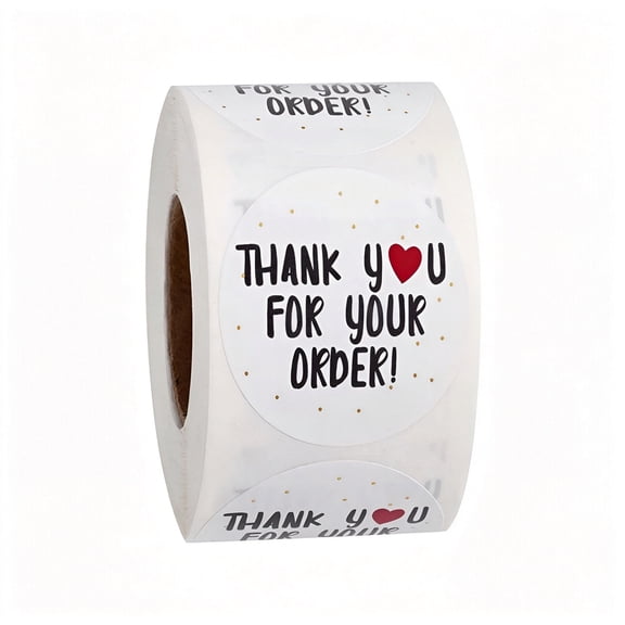 CCOCC 2026 New 500 Pcs Roll Round Thank You for Your Order Heart Sticker Labels Sticker Rolls for Packaging,Crafting,Party Favors