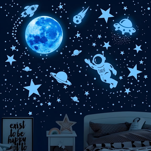 CCOCC 2026 New 530 Pcs Glow in the Dark Stars for Ceiling,Space Wall Decals Galaxy Planets Wall Stickers for Bedroom Nursery Cute Decor for Bedroom for Bedroom, Nursery, Playroom, Classroom