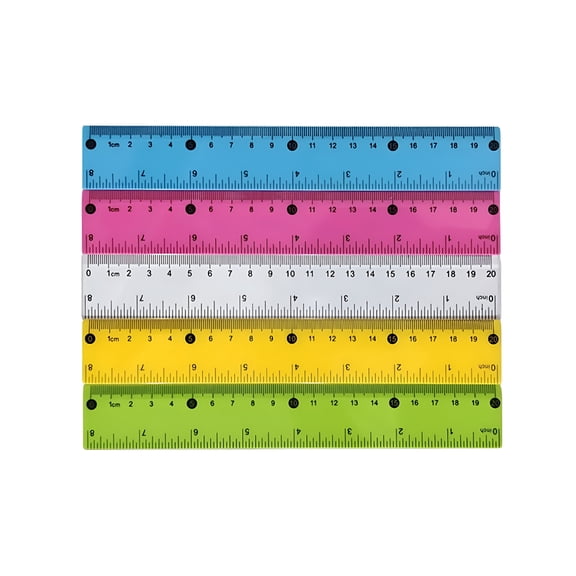 CCOCC 2026 New 5Pcs Colored Plastic Ruler, 8 Inch Solid Color Rulers with Inches and Centimeters, Shatterproof Ruler for Home Office Supplies, Metric Ruler, Classroom Must Haves, 20Cm, Random Color
