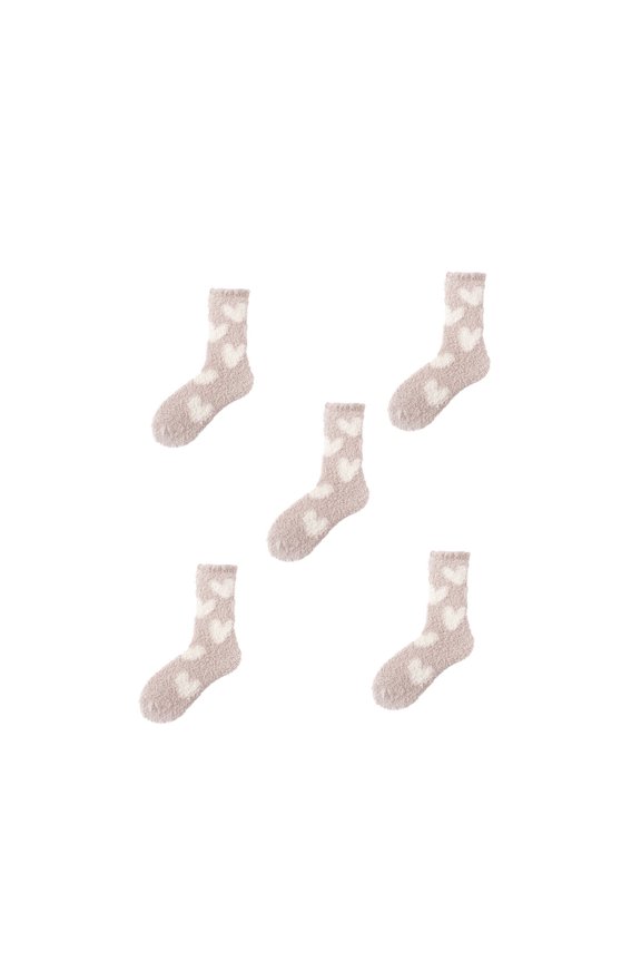 2026 New 5Pcs Fuzzy Socks for Women,Mid Calf Length Coverage Fun Socks for Women,Soft Coral Fleece Material Thickened Warm Design Fluffy Socks,Gray