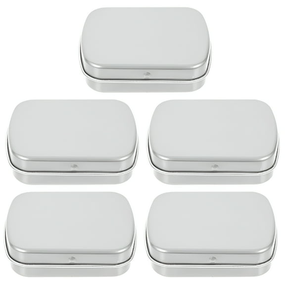 CCOCC 2026 New 5Pcs Metal Rectangular Hinged Tins Mini Tin Containers with Lids for Storage, Organization, Crafts, Office, Home Use