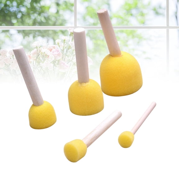 CCOCC 2026 New 5Pcs Round Paint Sponge Brush Kids Painting Tools Sponge Stippler Set for Painting Crafts and Diy for Canvas,Paper,Wood,Fabric,Ceramics
