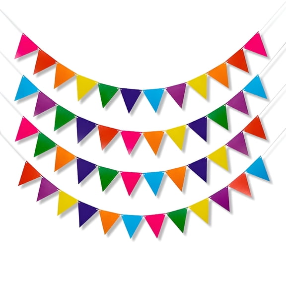 CCOCC 2026 New 6 Sets Rainbow Pennant Banner Multicolor Hanging Paper Triangle Flag Pennant Banners Rainbow Bunting for Birthday Party Festival Decorations