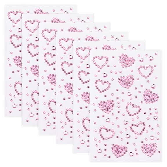 CCOCC 2026 New 6 Sheets Rhinestone Stickers Pink Heart Gems Stickers Self Adhesive Jewels Sticker for Nail,Face,Diy Eye Jewels Rhinestones Shiny Diamond Sticker