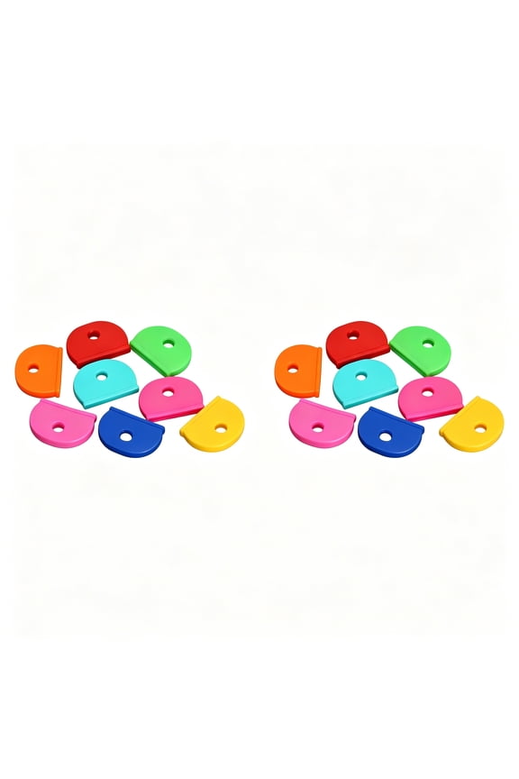 2026 New 64 Pack Key Caps Covers Tags Set for Home, Office, School, Organization 8 Colors Plastic Key Covers Color Identifiers Labels for House Keys Covers Key Identifier Tag Cover