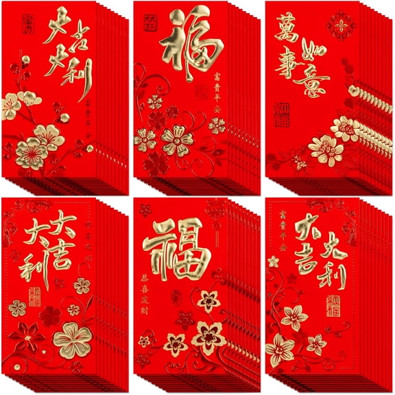 CCOCC 2026 New 72Pcs Chinese New Year Red Envelopes - Large Red Packet - Year of the Horse - Hong Bao - Plum Blossom Pattern - Spring Chinese Lucky Money Pockets - Wedding & Lunar Year - 3.5 X 6.7 In