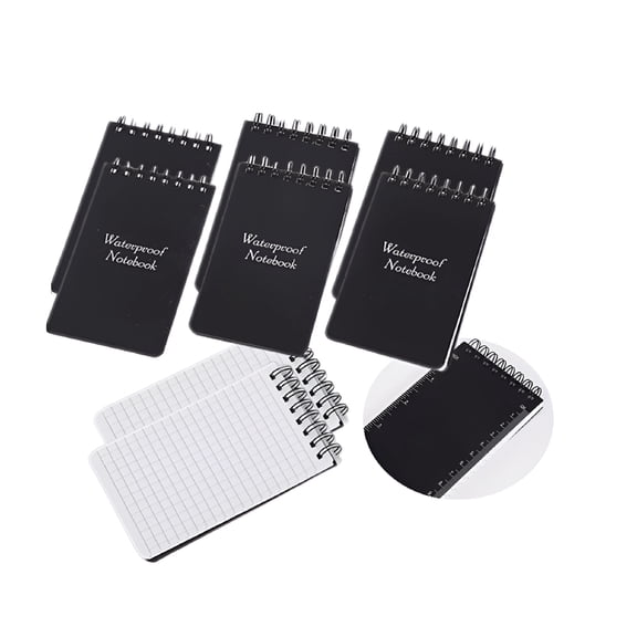 CCOCC 2026 New 8 Pack Black Waterproof Pocket Notebook Mini Field Notepad with Line,Note Taking Book,3X5"Pocket Notepad Holder with 50 Paper Per,Weather Spiral Note Pad Memo Outdoors Paper Notepad