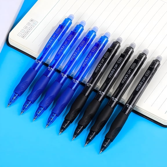 CCOCC 2026 New 8Pcs Erasable Gel Pens,0.5Mm Retractable Fine Point Black and Blue Ink Rub Out Pen,Writing Comfortable to Use (Black & Blue)