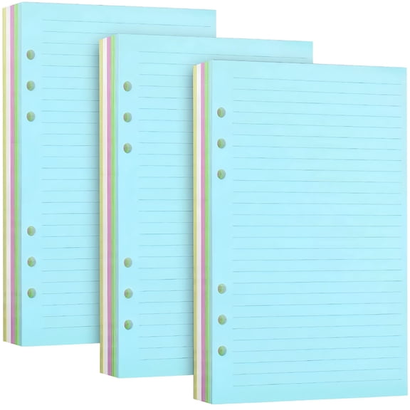 CCOCC 2026 New A5 Lined Refill Paper Colored Ruled Pages for A5 Refillable 6-Ring Binder Notebook Journal Planner Organizer 6-Hole Punched Binder Refill Inserts,A5 Planner Inserts