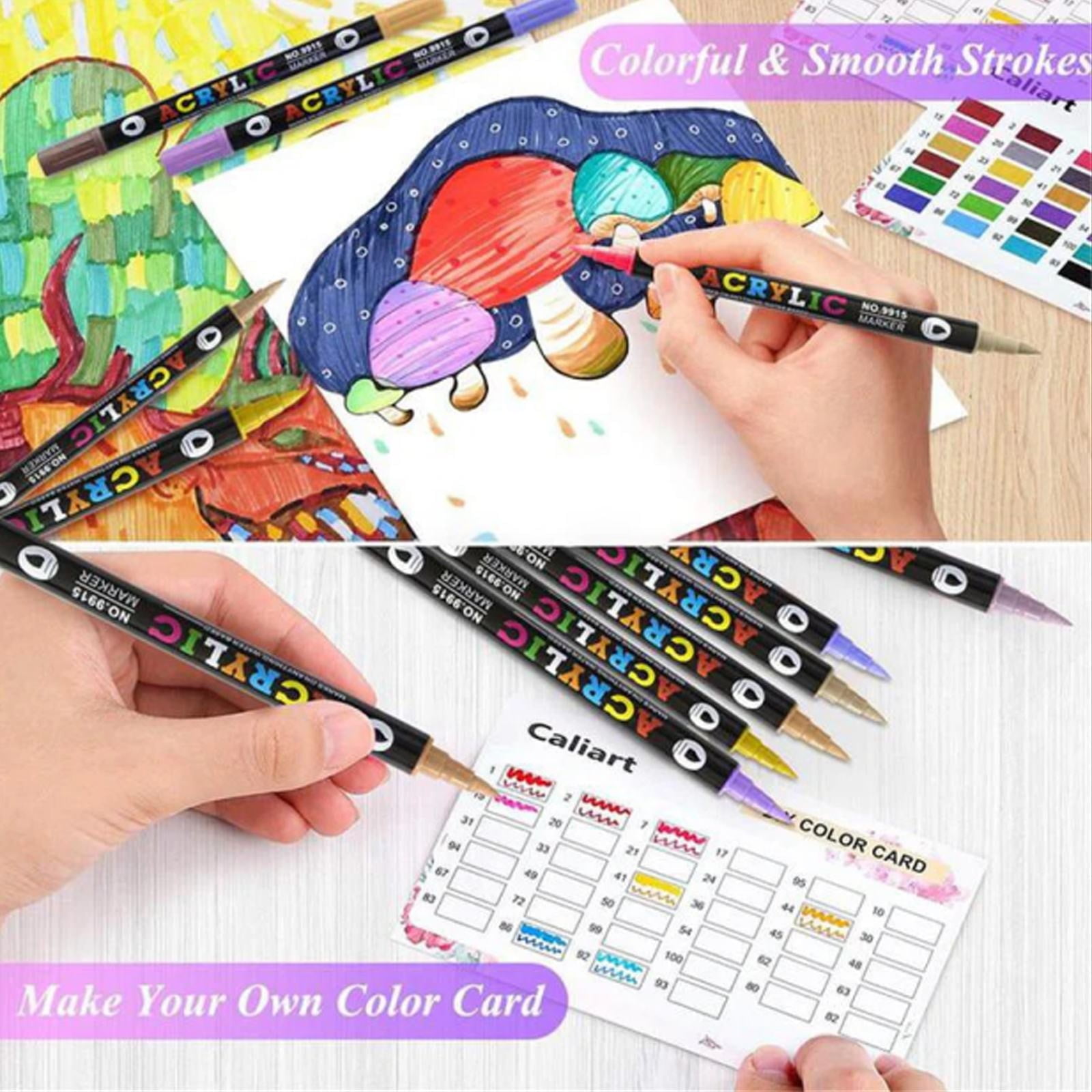 CCOCC 2026 New Acrylic Markers Dual Tip Pens with Fine Tip and Brush Tip for Rock Painting,Ceramic,Wood,Plastic,Calligraphy,Scrapbooking,Brush Lettering,Card Making,Diy Crafts