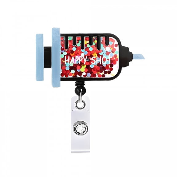 CCOCC 2026 New Acrylic Skeleton Quicksand Badge Holder Cartoon Syringe Pills Clothing Retractable Rotating Badge Reel for Doctor, Nurse, Hospital, Clinic