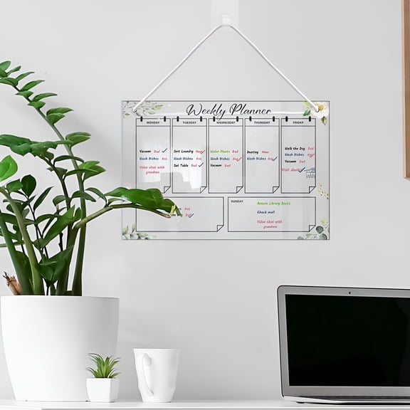 CCOCC 2026 New Acrylic Weekly Calendar for Fridge Clear Dry Hanging Erasable Calendar Board & Memo Board,Reusable Weekly Note Board/Meal Planner for Wall
