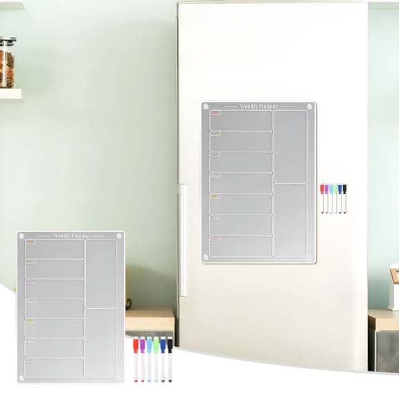 CCOCC 2026 New Acrylic Weekly Planning Board Meal Planner Scratch-Proof Easy to Erase Kitchen Fridge Magnetic Menu Board Clear Weekly Calendar Whiteboard
