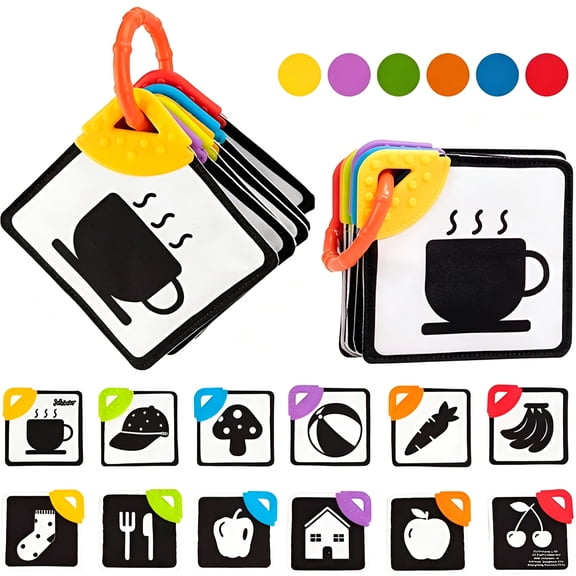 CCOCC 2026 New Activity Book - High Contrast Baby Flashcards, Newborn Brain Development Toys, Visual Stimulation Learning Activity Cards for 0-36 Months, 4.3*4.3'' Educational Infants Gift