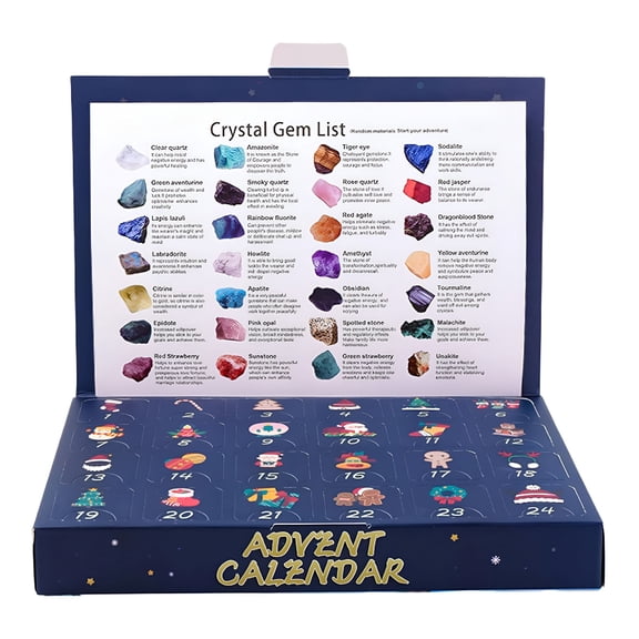 CCOCC 2026 New Advent Calendar with 24 Rocks Mineral Creative for Children Kids Adults Rough Stone for Holiday Countdown,Gifts,Educational Activities,Rock Collection,Family Fun,Learning