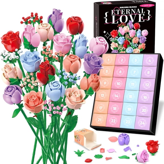 CCOCC 2026 New Advent Calendarfor Adults Teens,24 Days Botanical Building Blocks Christmas Countdown Calendar Gifts Box,Artificial Wildflower Bricks,Gift Set for Women Men