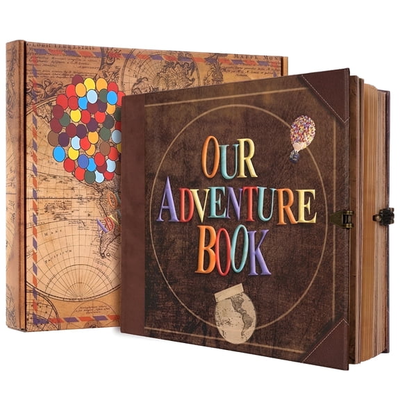 CCOCC 2026 New Adventure Book Scrapbook Wedding Photo Album Embossed Letter Cover Travel Diary Journal Scrap Book Kit Gift for Christmas Birthday Anniversary