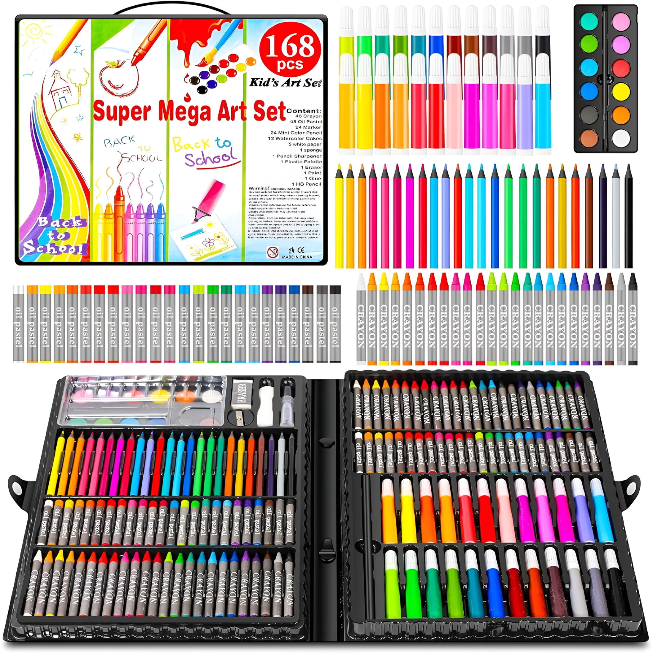 CCOCC 2026 New Art Supplies Drawing Kit 168-Pack Art Set Drawing Sets Coloring Art Kits Arts and Crafts for Kids Ages 6-8 9-12 Art Supplies for Girls Ages 8-12 Creative Gift Art Box for Kids Adults