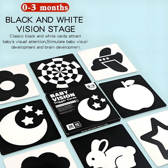 CCOCC 2026 New Baby Black White Cards Infants High Contrast Flash Card 0-3 Months Newborns Visual Stimulation Brain Sensory Development Paper Card Toy