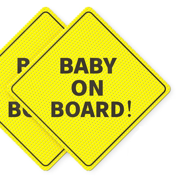 CCOCC 2026 New Baby on Board Car Sticker Signs | 2 Pack | 5 X 5" | Yellow | Weather Resistant for Car Windows,Vehicle Safety,Parent Driving,Baby Awareness,Road Safety.