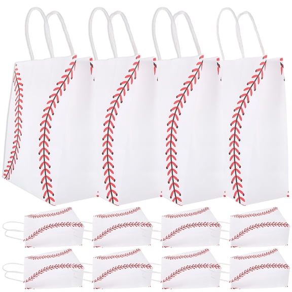 CCOCC 2026 New Baseball Snack Bags Kraft Paper Birthday Party Wrapping Packing 12 Pcs White,For Party Favors,Snacks,Gift Packing,Birthday Parties,Baseball-Themed Events.