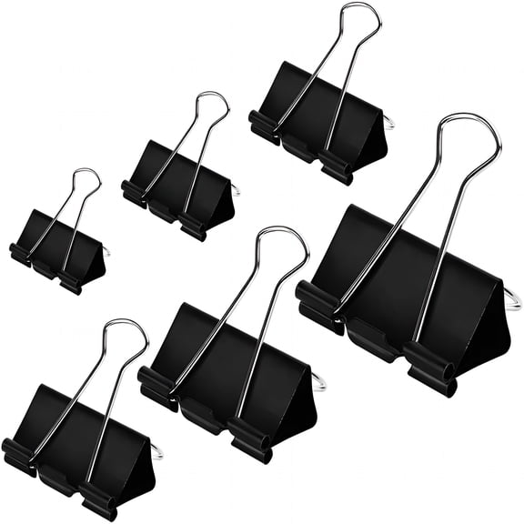 CCOCC 2026 New Binder Clips Paper Clamps Assorted Sizes 100 Count (Black), X Large, Large, Medium, Small, X Small and Micro, 6 Sizes in One Pack, Meet Your Different Using Needs.