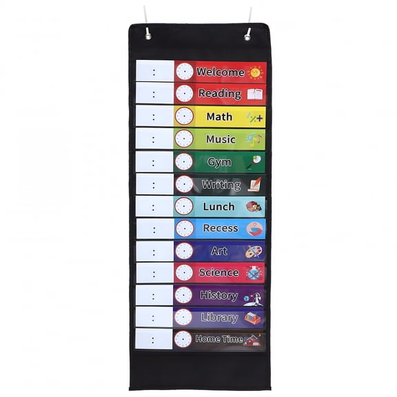 CCOCC 2026 New Black Oxford Cloth Transparent Pet Schedule Note Card Calendar Itinerary Hanging Bag Classroom Daily Timetable Home Decor Pocket Chart Convenient Bags Child