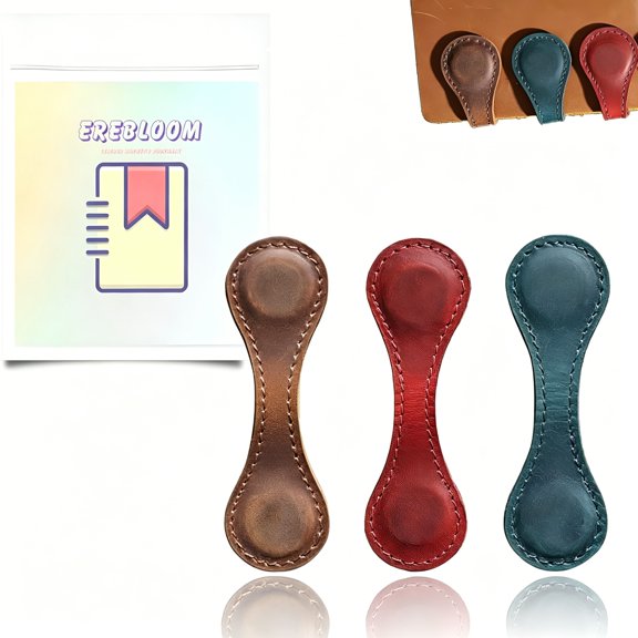 CCOCC 2026 New Bookmark,Magnet Leather Bookmarks,Personalized Leather Book Mark Magnet Clips, for Reading, Study, Office, Brown,Red,And Teal3Pcs